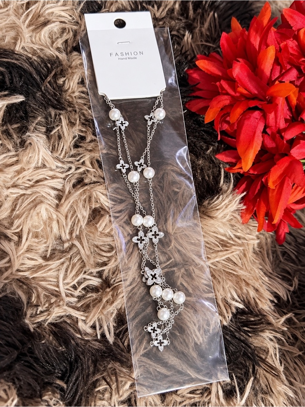 Silver Pearl Multi-Strand Necklace